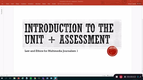 Thumbnail for entry Law and Ethics 1: Intro to unit + assessment