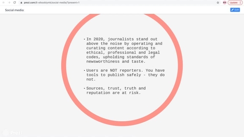 Thumbnail for Law &amp; ethics 2, Lecture 4, part 2, social media &amp; live reporting