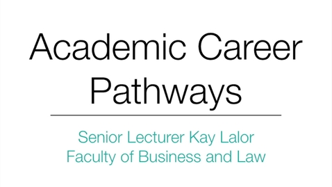 Thumbnail for entry Senior Lecturer Kay Lalor