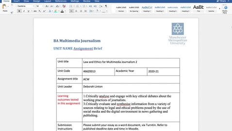 Thumbnail for entry Law &amp; ethics - Assignment walkthrough 