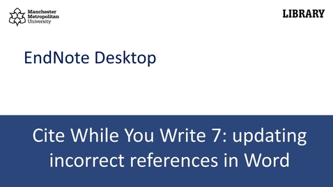 Thumbnail for  Endnote Desktop 20: amending incorrectly formatted references