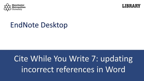 Thumbnail for entry  Endnote Desktop 20: amending incorrectly formatted references