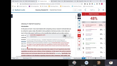Thumbnail for entry Marking with TurnItIn Session (January 2021) - Including feedback studio &amp; originality reports