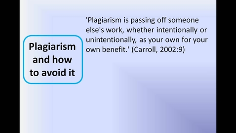 Thumbnail for Avoiding plagiarism