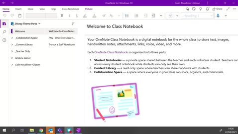 Thumbnail for entry Microsoft Class NoteBook - reviewing student work 