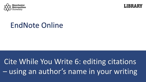 Thumbnail for entry Cite While You Write 6: using an author's name in your writing