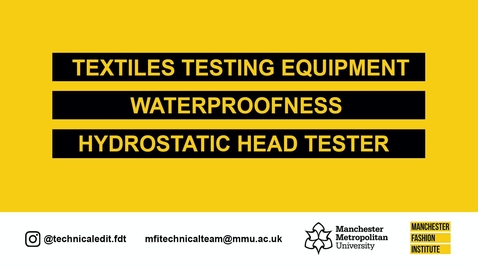 Thumbnail for entry Waterproofness - Hydrostatic Head Tester