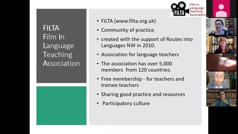 Thumbnail for entry The Film in Language Teaching Association (FILTA) and the research group Film, Languages and Media in Education (FLAME). Presentation, networking and collaborative projects by Dr Carmen Herrero and Dr Isabelle Vanderschelden