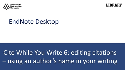 Thumbnail for Endnote Desktop 20: using an author/s name in your writing