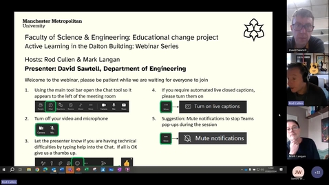 Thumbnail for entry Active Learning in the Dalton Building, David Sawtell, Dept of Engineering 1st Feb 2024