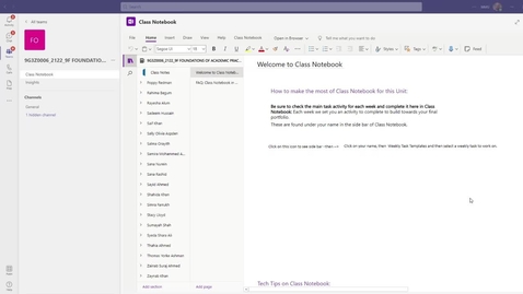Thumbnail for How to access Class Notebook via the Teams app -