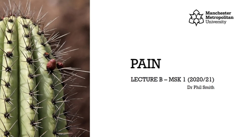 Thumbnail for entry Lecture B - Pain - Part A