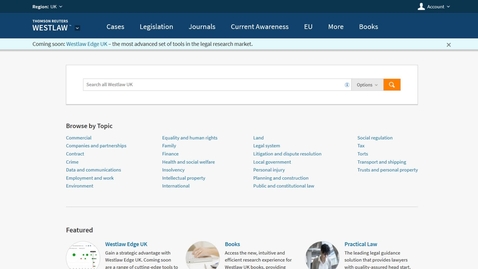 Thumbnail for Westlaw: researching a topic