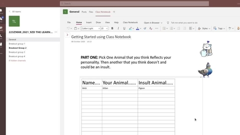 Thumbnail for A Sample Activity and Process for Getting Starting with Class Notebook