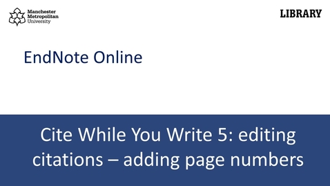 Thumbnail for entry Cite While You Write 5: adding page numbers to citations