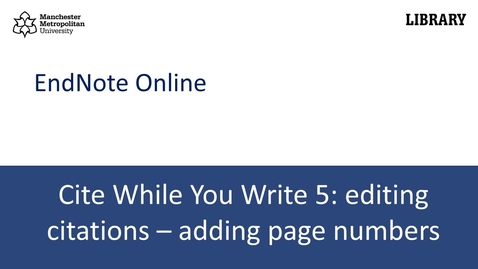 Thumbnail for Cite While You Write 5: adding page numbers to citations