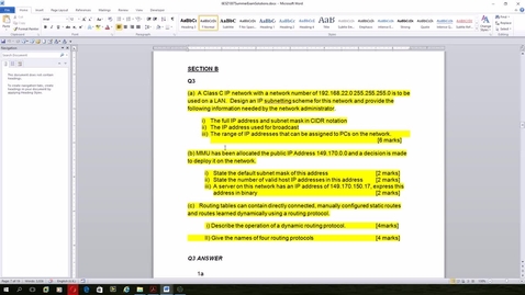 Thumbnail for entry Networks 2 Exam Revision Questions and Answers