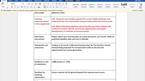 Thumbnail for entry Advanced Journalism 2 Assignment Brief - a walkthrough