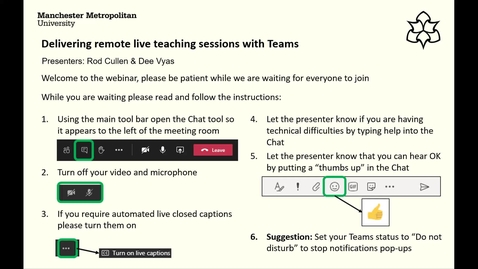 Thumbnail for Delivering remote live sessions with Teams 12th August RC DV EW