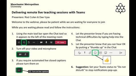 Thumbnail for entry Delivering remote live sessions with Teams 12th August RC DV EW