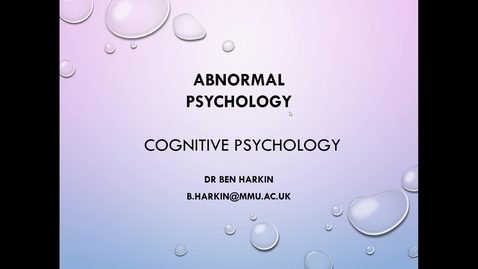 Thumbnail for Abnormal Psychology - Cog - Intro - L5