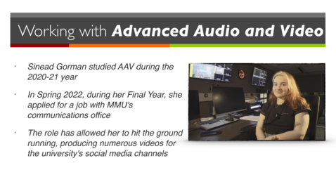 Thumbnail for Former student Sinéad Gorman on the AAV unit