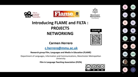 Thumbnail for entry Introducing the Film in Language Teaching Association (FILTA) and the research group Film, Languages and Media in Education (FLAME) -Dr Carmen Herrero