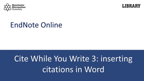 Thumbnail for Cite While You Write 3: inserting citations in Word