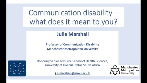 Thumbnail for entry Communication Disability - What Does It Mean To You?