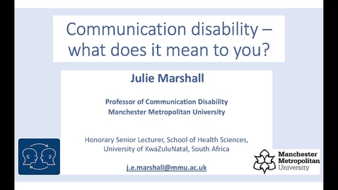 Thumbnail for Communication Disability - What Does It Mean To You?