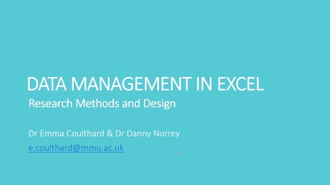 Thumbnail for Data Management in Excel