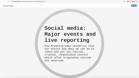 Thumbnail for Law &amp; Ethics 2 Lecture 4, part 1 - Social media &amp; live reporting