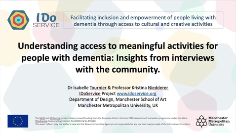 Thumbnail for Understanding access to meaningful activities for people with dementia : Insights from interviews with the community (IDoService project)