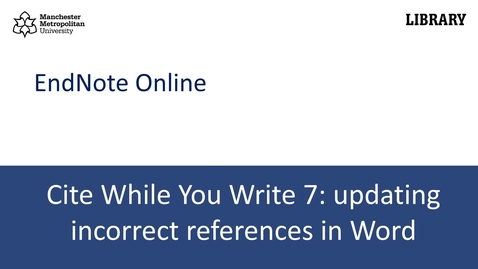 Thumbnail for Cite While You Write 7: amending incorrectly formatted references