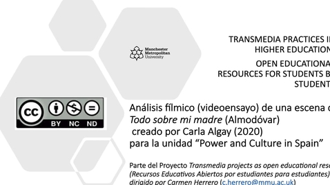 Thumbnail for Análisis fílmico by Carla Algay. Part of the Project Transmedia  Practices (Open Education Resources for Students by Students)