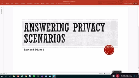 Thumbnail for Law and Ethics 1: Answering privacy questions