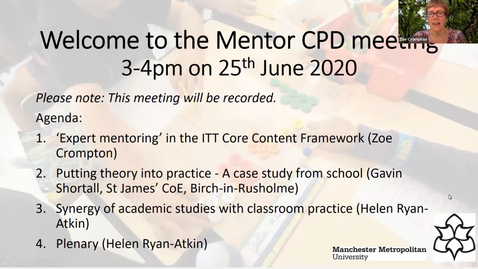 Thumbnail for entry Mentor CPD meeting 25.6.20 Developing Theory into Practice