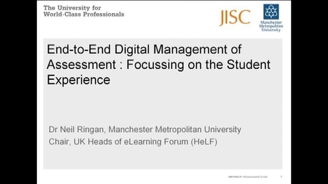 Thumbnail for entry End-to-End Digital Management of Assessment: Focusing on the Student Experience
