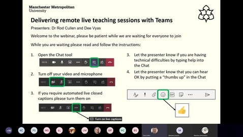 Thumbnail for Delivering remote live sessions with Teams - 27th June 2020