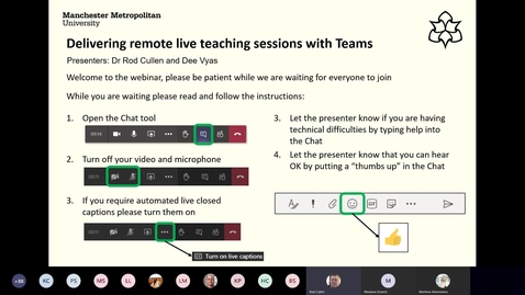 Thumbnail for entry Delivering remote live sessions with Teams - 27th June 2020