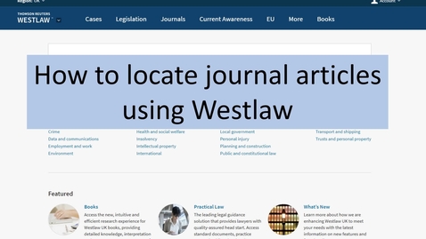 Thumbnail for Westlaw: accessing journal articles
