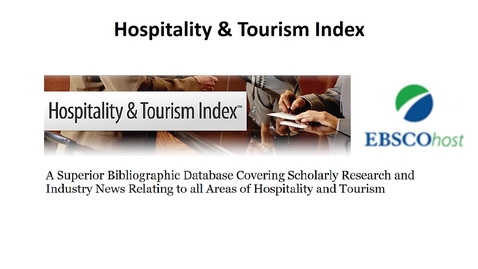 Thumbnail for entry Hospitality &amp; Tourism Index (HTI)