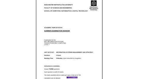 Thumbnail for Information Systems Management and Strategy - Example Exam Question (stakeholders/value chain)