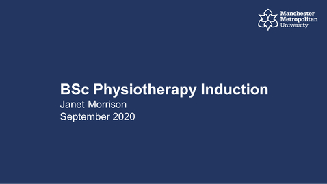 Thumbnail for entry BSc Physiotherapy Induction 2020