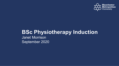 Thumbnail for BSc Physiotherapy Induction 2020
