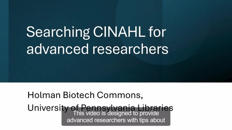 Thumbnail for Advanced Cinal Research Tips.mp4