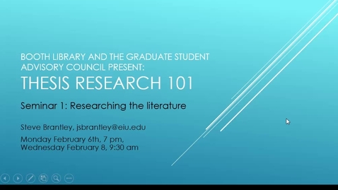 Thumbnail for entry Booth Research Seminar Thesis 101: Researching the Literature-Screen Capture - 2017 Feb 08