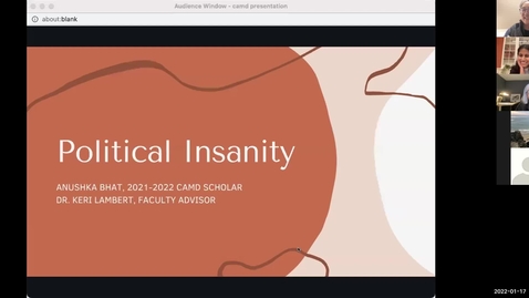 Thumbnail for CAMD Scholar - Anushka Bhat - Political Insanity: Colonial Psychiatry and Social Control, 1820 -1940