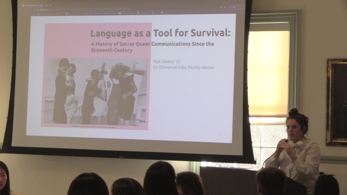 &quot;Language as a Tool for Survival: A Secret History of Queer Communications since the 16th Century&quot; by Nick Gibeley, '22, Brace Fellow