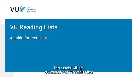 Thumbnail for entry How to use VU Reading Lists for Teachers